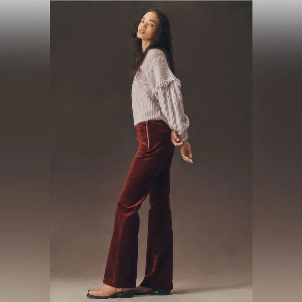 NWT! By Anthropologie Velvet Flare Pants - Size 6 🎆